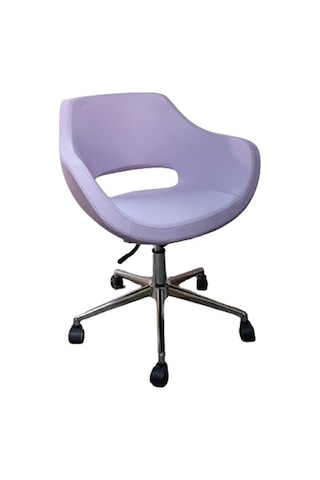 Metal Ayaklı Büro Sandalyesi Lila Renk Suni Deri
