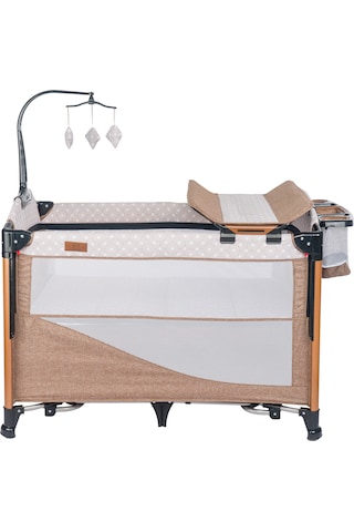 Mamma Luxury Alüminyum Anne Yanı Organizerli Dönenceli Park Yatak