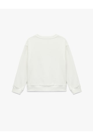 Koton Uzun Kollu Bisiklet Yaka Kedi Baskılı Şardonlu Sweatshirt Ekru 6wkg10574ak