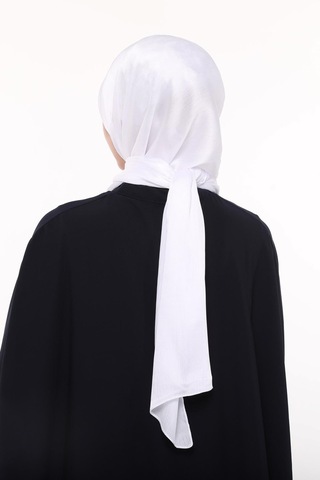 Altobeh Kadın Düz Parlak Lüks Yoryo Saten Şifon Abiye Janjan Şal - Beyaz Beyaz