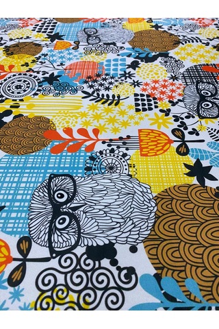 Baykuş Desenli Kumaş Kırlentlik Döşemelik Kumaş Dijital Baskı