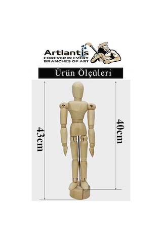 Ahşap İnsan Modeli 40 Cm 1 Paket Büyük İnsan Figürlü Ahşap Model Manken Resim Ressam Eğitimi Tahta Adam Kukla Stilist