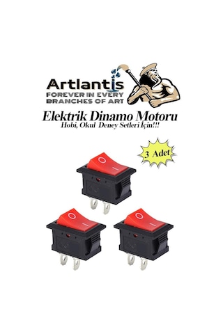 Mini Anahtar Arapuar Çıtçıt Anahtar 3 Adet Elektrik Devresi İçin Açma Kapama Düğmesi On / Off Kırmızı Siyah Anahtar