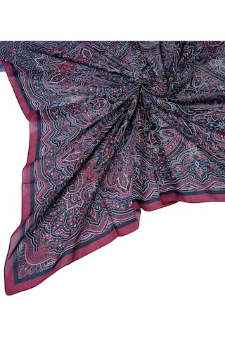 Mim Eşarp Mısırlı Eşarpları Büyük Boy Etnik Desenli Eşarp 120x120 Cm Bordo