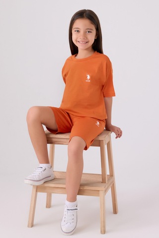 U.S. Polo Assn. Kız Çocuk Turuncu Bermuda Takım Us1848-c-v56 Turuncu
