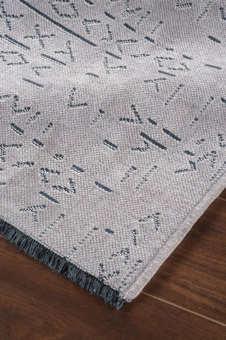 Modern Desenli Dekoratif Yıkanabilir Şönil Dokuma Saçaklı Kaymaz Taban Salon Mutfak Halı Kilim Gri