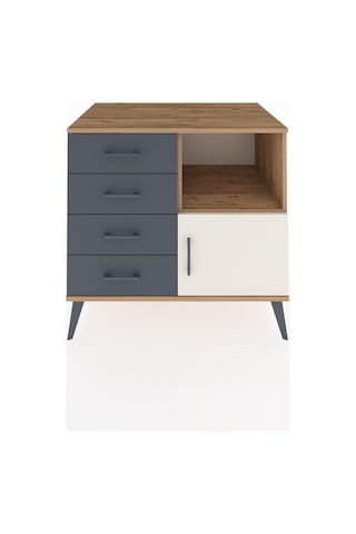 Kronos Şifonyer Tek Raflı 4 Çekmeceli Tek Kapaklı 88x59x80 Çam-aytaşı/antrasit Aytaşı/antrasit