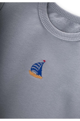 Yelken Nakışlı Sweatshirt Takım 0-2 Yaş Mint Yeşil Mint Yeşili