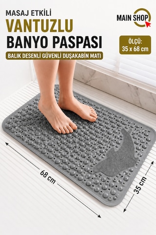 Mainshop 2'li Set Banyo Paspas Seti - Masaj Etkili, Vantuzlu Kaymaz Taban, Hızlı Kuruyan Su Emici Paspas Çok Renkli