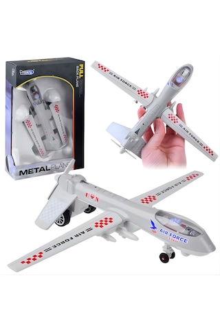 Oyuncak Uçak Çek Bırak - Diecast Işıklı Askeri Uçak