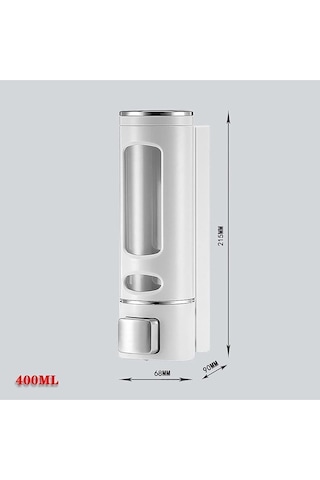 Mainshop 400 Ml Duvara Monte Manuel Sabunluk Banyo , Mutfak El Sıvı Şampuan Duş Jeli 1 Adet Beyaz M-52