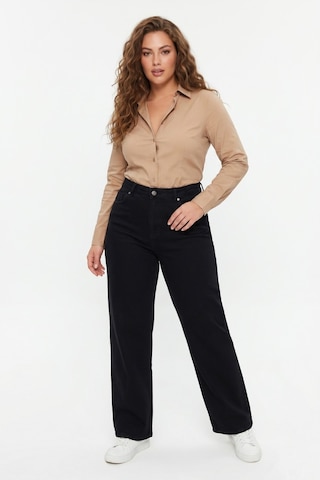 Dekploy Kadın Yüksek Bel Wide Leg Denim Bol Pantolon Bgl-st05449 Siyah