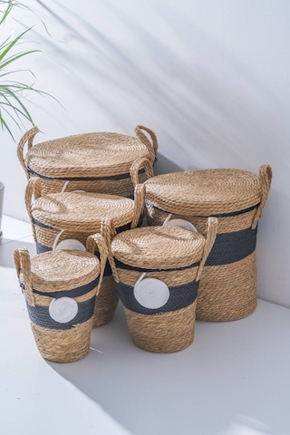 Noa Hasır 5 Li Çok Amaçlı Sepet Seti Renkli