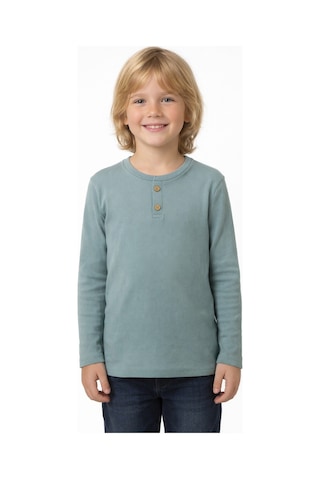 Monox Erkek Çocuk 3 Lü Paket Uzun Kollu Henley Yaka Sweatshirt Füme Çağla İndigo