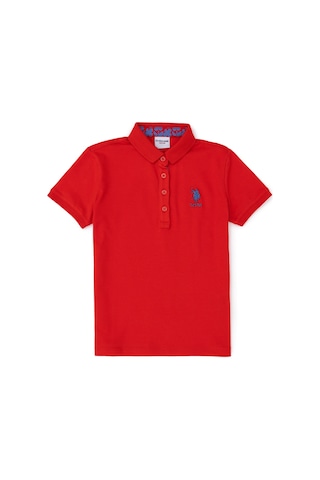 U.S. Polo Assn. Kız Çocuk Kırmızı Polo Yaka Basic Tişört 50283286-VR030