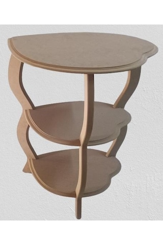 Hobi Adn Dekoratif Kalplı Fiskos Sehpa Ahşap Mdf Ham Cnc Kesim 3 Raf El Yapım