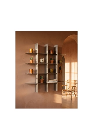 Dizör Grid Duvar Rafı 304 Paslanmaz Çelik, Fırçalı, 4 Katlı 16 Raf Panelli Duvar Rafı 80 X 95 Cm Gümüş