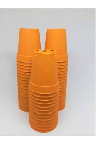 Katı Plastik Sukulent Saksısı 10 Adet Turuncu 5.5 Cm