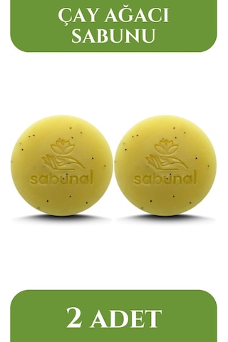 Sabunal Çay Ağacı Sabunu 2 Adet - Akne ve Leke Karşıtı Cilt Görünümü Düzenleyici Doğal Sabun