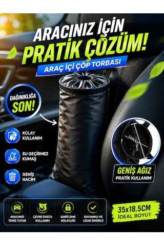Araç İçi Çöp Kovası Askılı Koltuk Arkası Oto Çöp Torbası 1 Adet Yıkanabilir Kamp Seyahat Kolay Takılabilir Çöp Kutusu