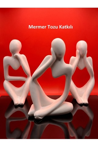 Üçlü Düşünen Adam Dekoratif Obje " Görmedim Duymadım Bilmiyorum " Biblo Soyut Dekor