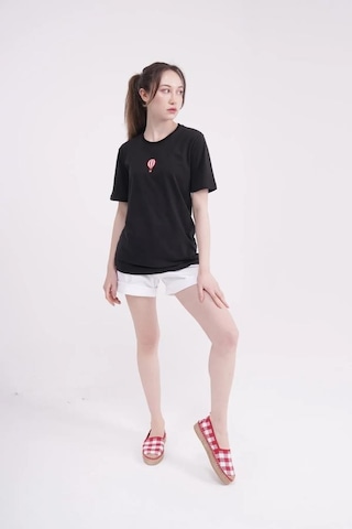 The Socks Company 23scts240u Uçan Balon Nakışlı Bisiklet Yaka Siyah Tshirt 001