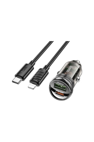 Hoco Z53a Pd30w Type-c + Usb Qc3.0 Araç Hızlı Şarj Aleti + Kablo