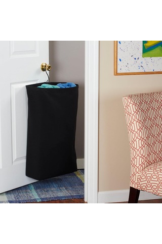 Lexroo Hanging Cotton Canvas Laundry Hamper Bag, Black Çok Renkli