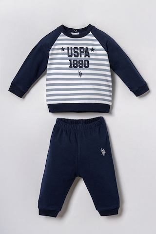 U.S. Polo Assn. Erkek Bebek Stripes Yeşil Uzun Kol Pijama Takım Usb3164-c-v2 Usb3164-c-v2