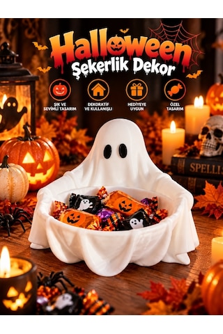Halloween Cadılar Bayramı Dekoratif Hayalet Şekerlik Kase Dekor