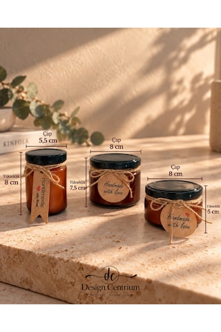 Amber Dokunuşu 3 Lü Amber Kokulu Soya Wax Aromaterapi Mum Seti Kahverengi