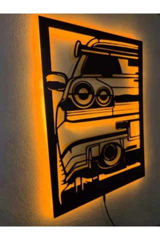 Araba Gtr Led Işıklı Ahşap Tablo (523524273)