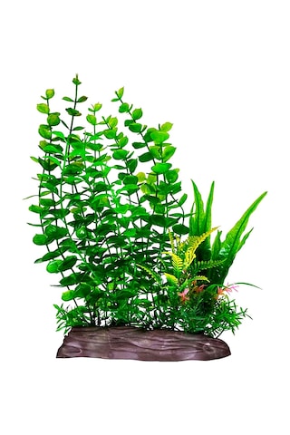 Plastik Yapay Akvaryum Bitkisi Dekoru 28 Cm Büyük Karışık Yeşil