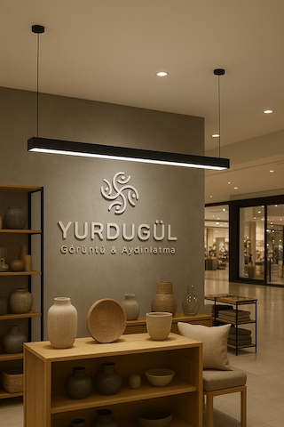 Lineer 120 Cm Siyah Kasa 4000k Doğal Beyaz Sarkıt Modern Led Avize Mutfak, Ofis, Mağaza, Salon, Siyah