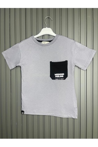 Serbend Sce-1150 Serbend Erkek Çocuk T-Shirt Gri 7 - 8 Yaş 7 - 8 Yaş