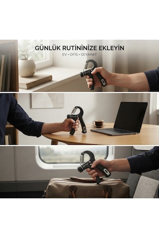 Ayarlanabilir Sayaçlı El Yayı Bilek Ön Kol Kavrama Güçlendirici Siyah
