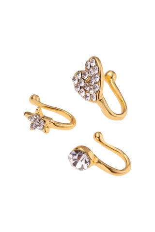 Homyl 3 Adet Charm Kadın Çiçek Pentagram Kristal Metal Altın