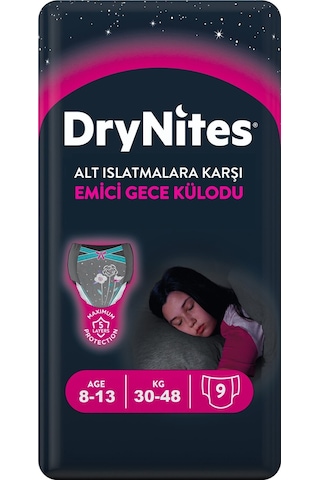 Drynites Emici Gece Külodu/külot Bez Kız 8-13 Yaş 30-48kg 27adet L