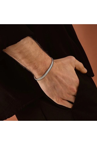 925 Ayar Gümüş Ribera Unisex Kelepçe Bileklik Gümüş