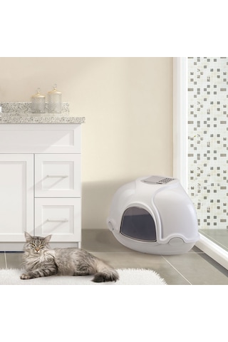 Nrzsnt Imac Gınger Kapalı Köşe Kedi Tuvaleti Gri/beyaz 52x52x44,5cm