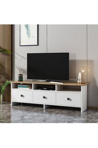 Oslo Kapaklı Tv Ünitesi, Tv Sehpası Beyaz/kilim - Beyaz Beyaz