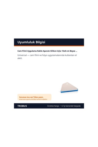 Trobus Cam Filmi Uygulama Rakle Aparatı Silikon Uçlu 15x8 Cm Beyaz Mavi