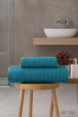 Banyo Havlu Seti %100 Pamuk 2 Parça 50 90 + 90 150 Cm Soft Comfort Yeşil