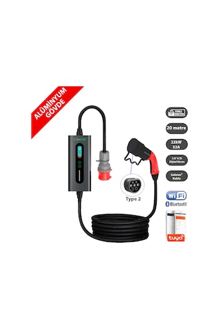 Truwatt Zta520 22kw Taşınabilir Elektrikli Araç Şarj Cihazı 32a/380v 20 Metre Truwatt Zta520 22kw Taşınabilir Elektrikli Araç Şarj Cihazı 32a/380v 20 Metre