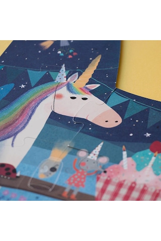 Londji Happy Birthday Unicorn Çift Taraflı Puzzle Canlı Renkler