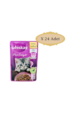 Whiskas Pouch Pure Delight Tavuklu Yavru Kedi Mama 24 x 85 G