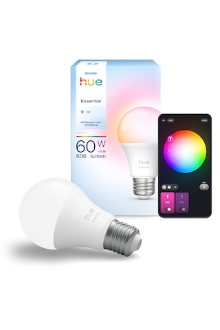 Philips Hue Essential 8w E27 806 Lumen Renkli Akıllı Ampul A60