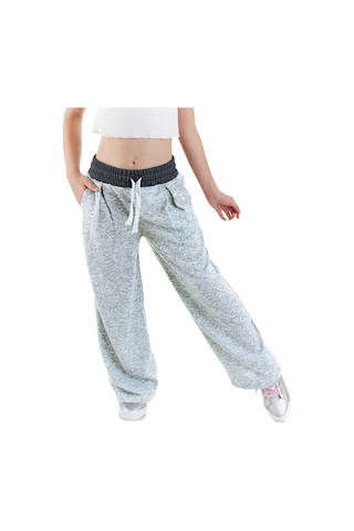 Denokids Kız Çocuk Yumoş Gri Pantolon Renkli