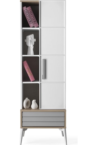 Asil Kapaklı Çekmeceli Kitaplık 55x45x172cm Beyaz