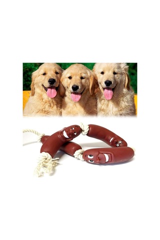 Buffer Köpekler için Sosis 4'lü 48 CM Köpek Oyuncağı Kırmızı